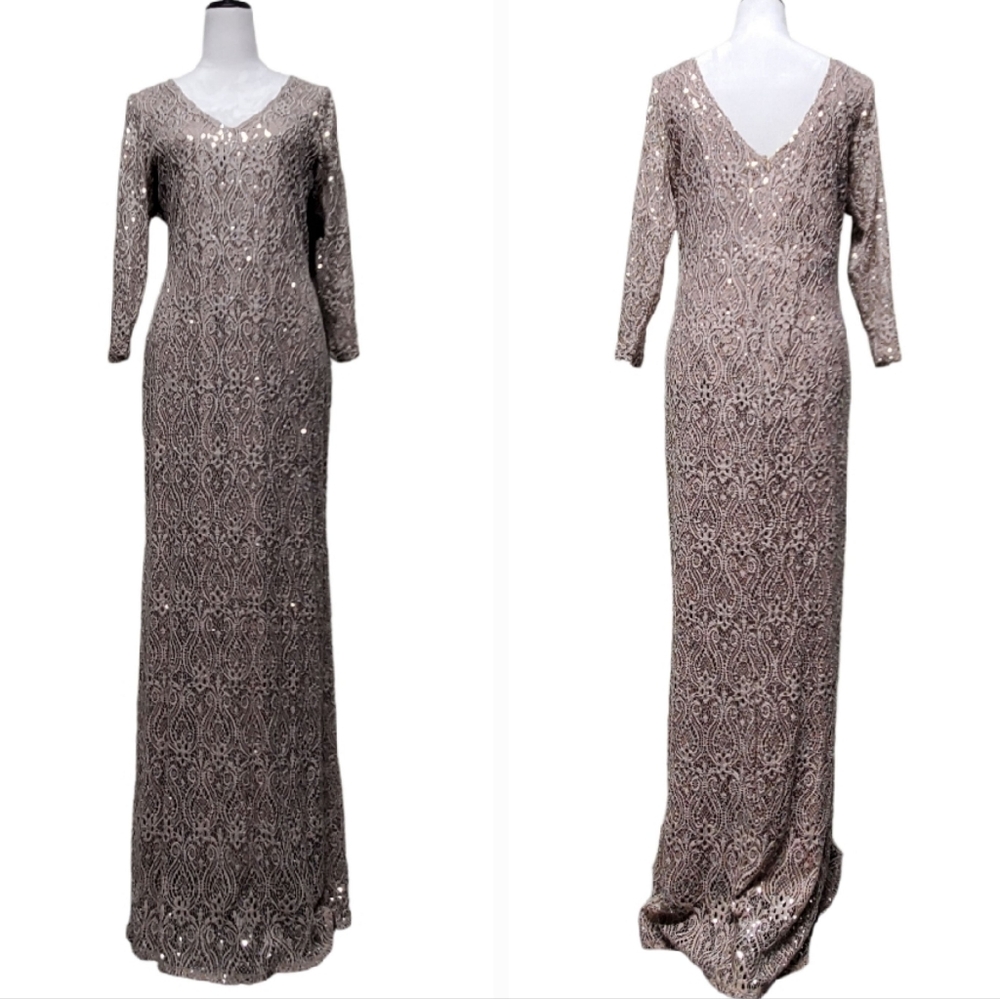 Marina Mauve Evining Dress Long Sleeves Size 16W
